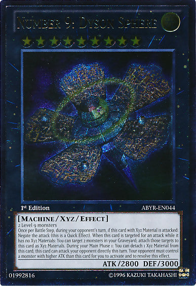 Number 9: Dyson Sphere (UTR) (ABYR-EN044) Ultimate Rare - Near Mint 1st Edition