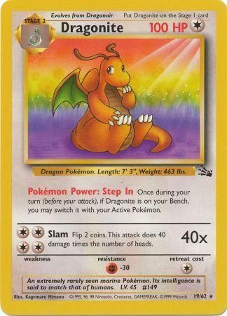 Dragonite  - 19/62 (FO) Rare - Near Mint Unlimited