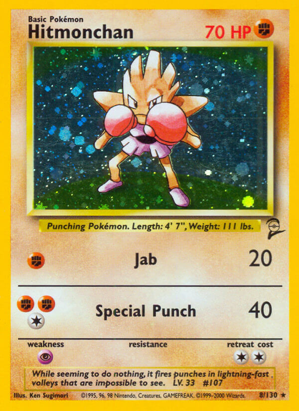 Hitmonchan - 008/130 (BS2) Holo Rare - Near Mint Holofoil