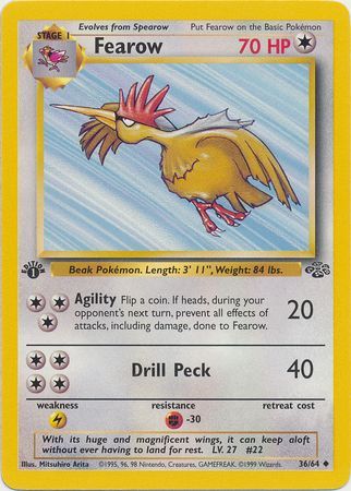 Fearow - 36/64 (JU) Uncommon - Near Mint 1st Edition