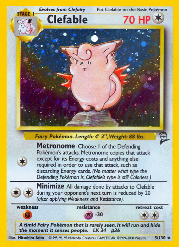 Clefable - 005/130 (BS2) Holo Rare - Near Mint Holofoil