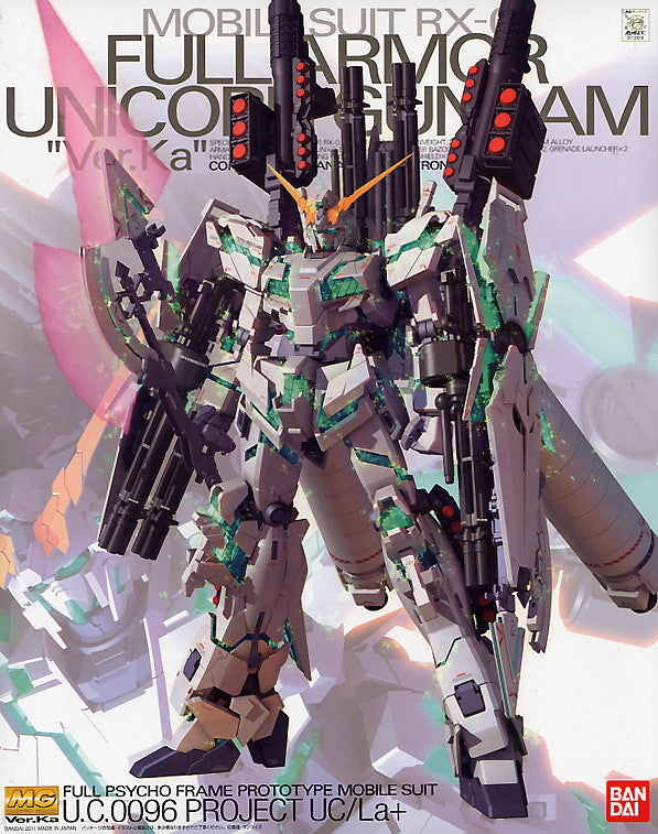 1/100 (MG): Gundam UC - Mobile Suit RX-0 Full Armor Unicorn Gundam "Ver.Ka" Full Psycho-Frame Prototype Mobile Suit U.C.0085 Project UC/La+