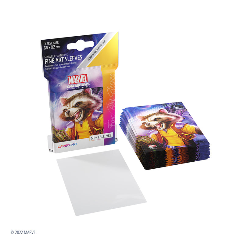 GameGenic: Marvel Champion Fine Art Sleeves - Rocket Raccoon (Grey 50ct)