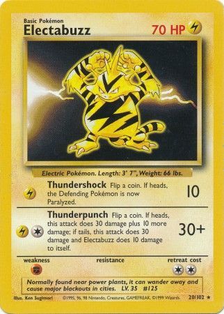 Electabuzz - 020/102 (BS) Rare - Near Mint