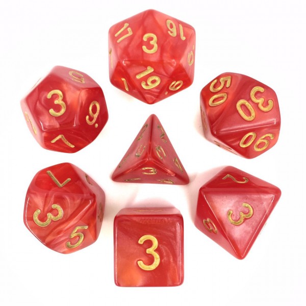 HDP-16: Pearl - Red (Golden Font) Poly Set (7)