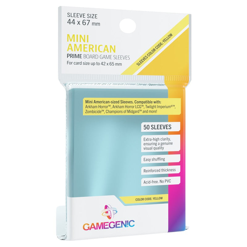 GameGenic: Prime Board Game Sleeves - Mini American (Yellow 50ct)