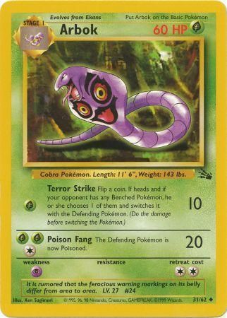 Arbok - 31/62 (FO) Uncommon - Near Mint Unlimited