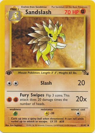 Sandslash - 41/62 (FO) Uncommon - Near Mint 1st Edition