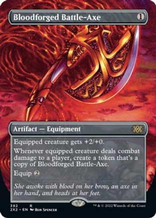 Bloodforged Battle-Axe [#392 Alternate-Art Borderless] (2X2-R-FOIL)