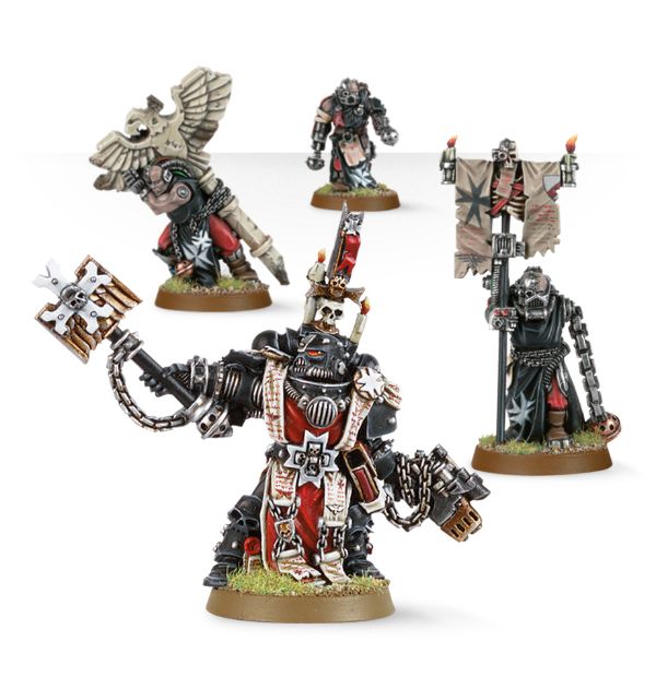 40K: Adeptus Astartes: Space Marine - Black Templars: Chaplain Grimaldus and Retinue (Finecast) (OOP)