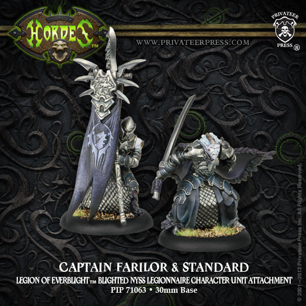 Hordes: Legion - Captain Farilor & Standard, Legionnaire Character Unit Attachment (2 Metal)