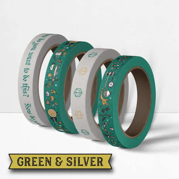 Critical Role: Washi Tape - 4 Pack: Green & Silver