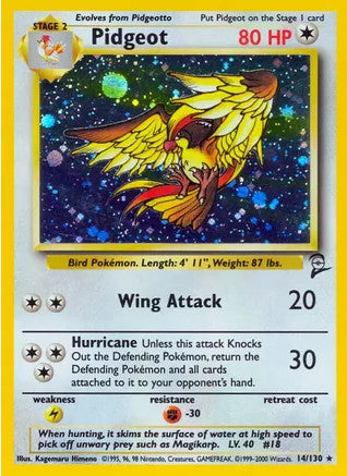 Pidgeot - 014/130 (BS2) Holo Rare - Moderate Play Holofoil