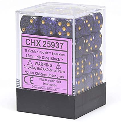 CHX25937: Speckled - 12mm D6 Golden Cobalt (36)