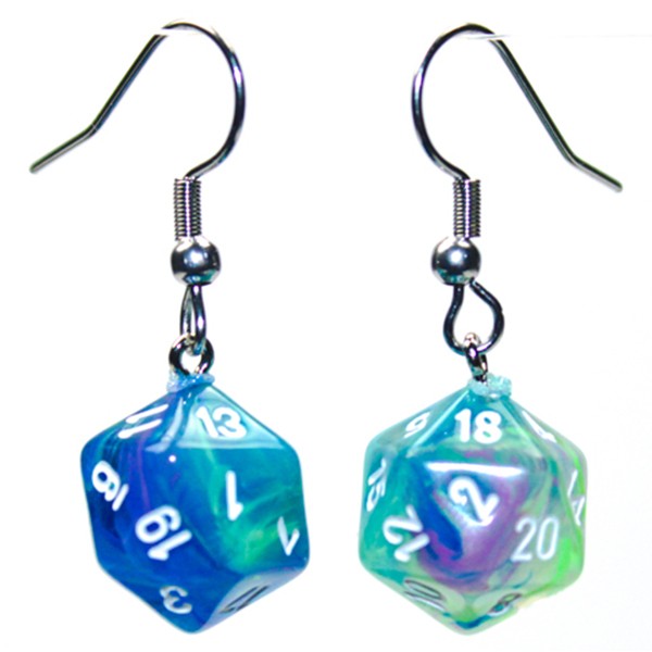 CHX54209: Hook Earrings - Festive: Mini d20 Waterlilly (Pair)