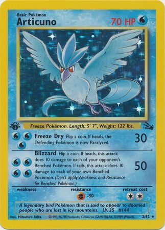 Articuno - 02/62 (FO) Holo Rare - Near Mint 1st Edition Holofoil