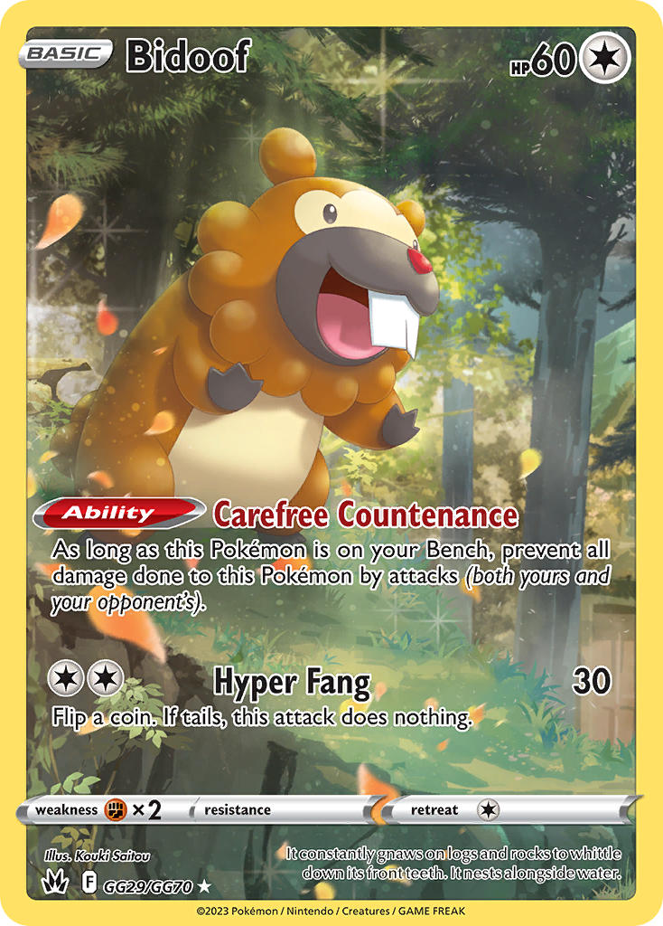 Bidoof - GG29/GG70 (CRZ:GG) Holo Rare -  Near Mint Holofoil