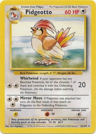 Pidgeotto - 022/102 (BS) Rare - Near Mint