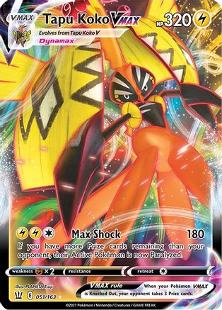 Tapu Koko VMAX - 051/163 (SWSH05) Ultra Rare - Near Mint Holofoil