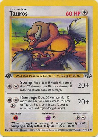 Tauros - 47/64 (JU) Uncommon - Near Mint 1st Edition