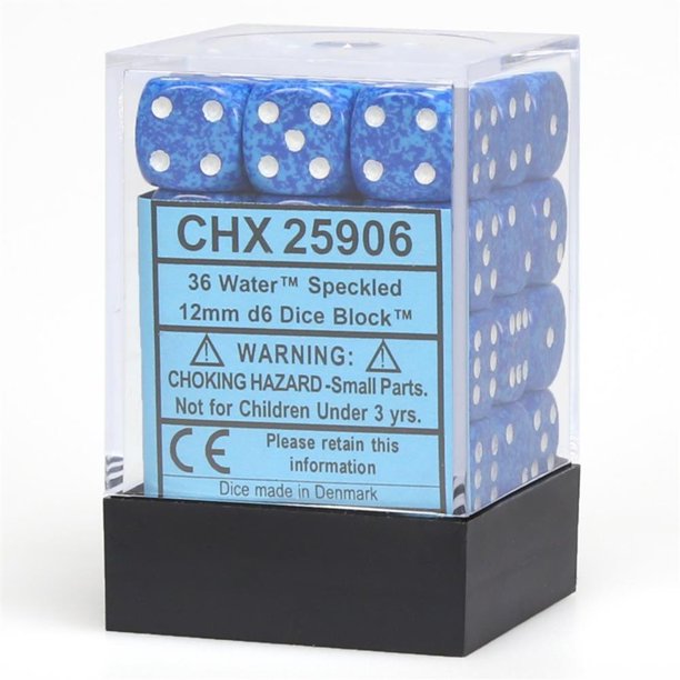 CHX25906: Speckled - 12mm D6 Water (36)