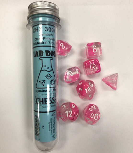 CHX30042: Gemini - Poly Set Clear-Pink w/white (Luminary) (Lab Dice 7)