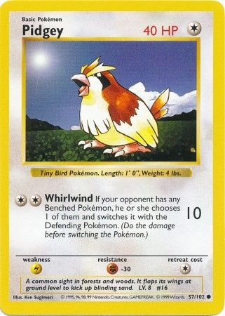 Pidgey - 057/102 (BSS) Common - Near Mint Unlimited