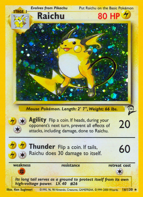 Raichu - 016/130 (BS2) Holo Rare - Near Mint Holofoil