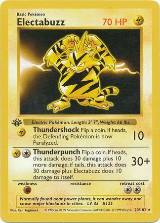 Electabuzz - 020/102 (BS) 1st Edition Rare - Near Mint