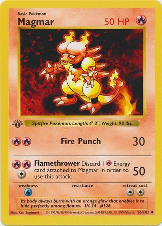 Magmar - 036/102 (BS) 1st Edition Uncommon - Near Mint