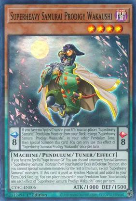 Superheavy Samurai Prodigy Wakaushi (CYAC-EN006) Super Rare - Near Mint 1st Edition