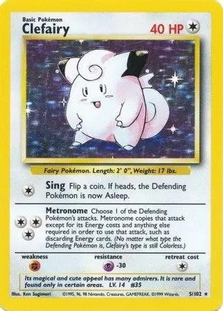 Clefairy - 005/102 (BS) Holo Rare - Heavy Play Holofoil