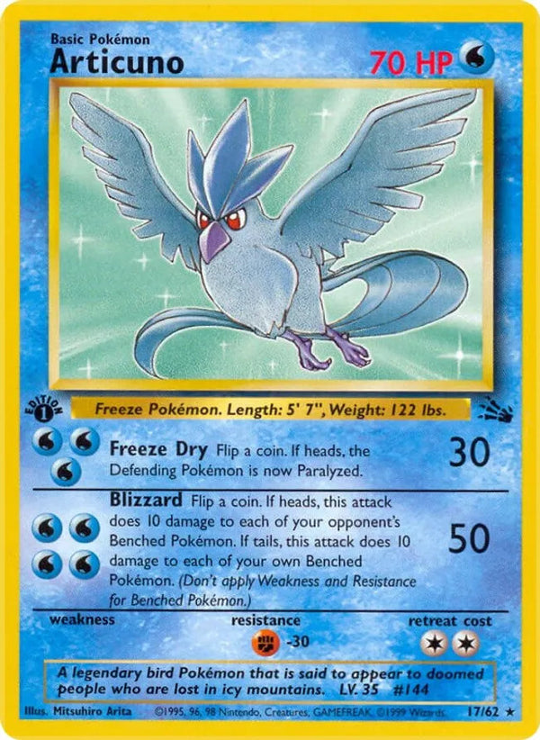 Articuno - 17/62 (FO) Rare - Light Play 1st Edition