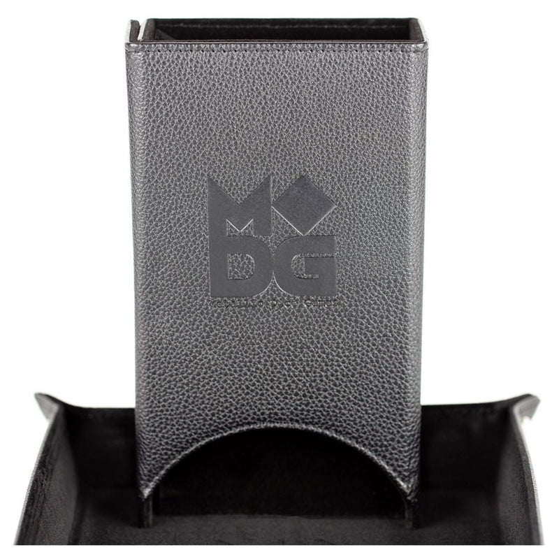 MDG: Fold Up Velvet Dice Tower - Black Leather