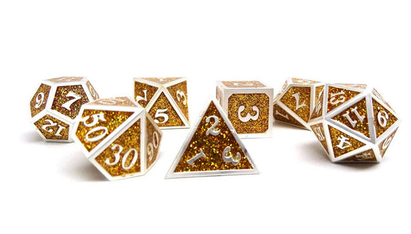 Heroic Dice of Metallic Luster - Gold with Silver Font