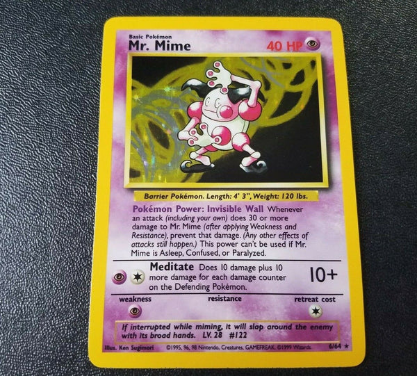 Mr. Mime  - 06/64 (JU) Holo Rare - Near Mint Unlimited Holofoil Misprint