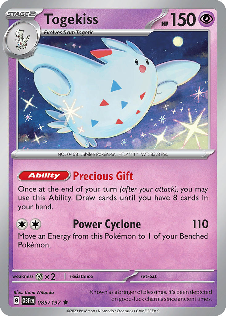 Togekiss - 085/197 (OBF) Rare - Near Mint Holofoil