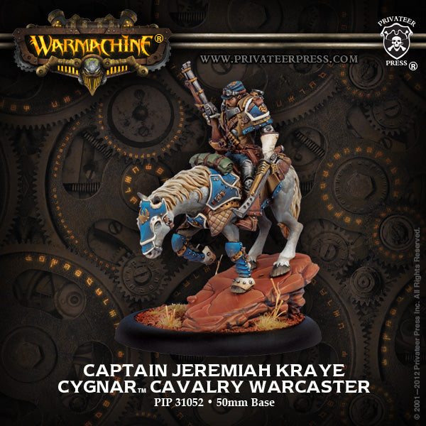 Warmachine: Cygnar - Captain Jeremiah Kraye, Cavalry Warcaster (Metal)