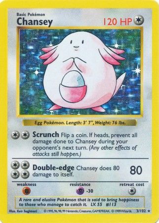 Chansey - 003/102 (BSS) Holo Rare - Near Mint Unlimited Holofoil