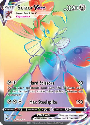 Scizor VMAX (Secret) - 193/189 (SWSH03) Secret Rare - Near Mint Holofoil