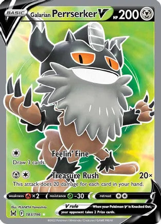 Galarian Perrserker V (Full Art) - 183/196 (SWSH11) Ultra Rare - Near Mint Holofoil