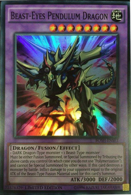 Beast-Eyes Pendulum Dragon (BOSH-ENSE1) Super Rare - Near Mint Limited