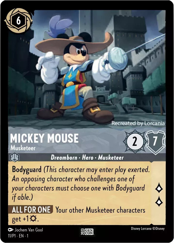 Mickey Mouse - Musketeer (Disney Lorcana Promo Cards 11) Promo - Near Mickey Mouse - Musketeer (Disney Lorcana Promo Cards 11) Promo - Near