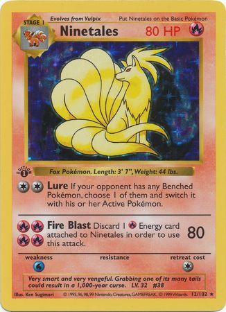 Ninetales - 012/102 (BS) 1st Edition Holo Rare - Near Mint Holofoil