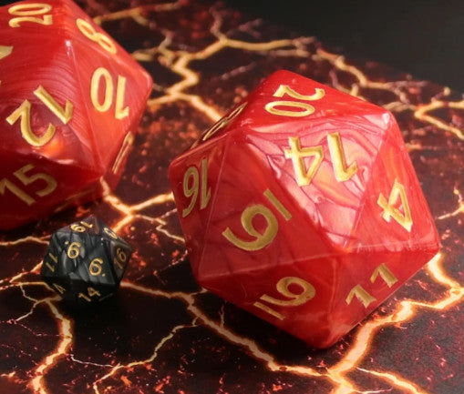 HDH-9: 55mm Titan d20 - Pearl Red w/ gold