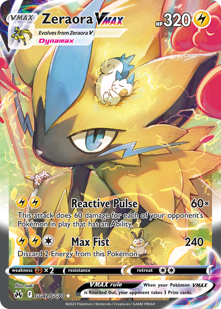 Zeraora VMAX - GG42/GG70 (CRZ:GG) Ultra Rare - Near Mint Holofoil Zeraora VMAX - GG42/GG70 (CRZ:GG) Ultra Rare - Near Mint Holofoil