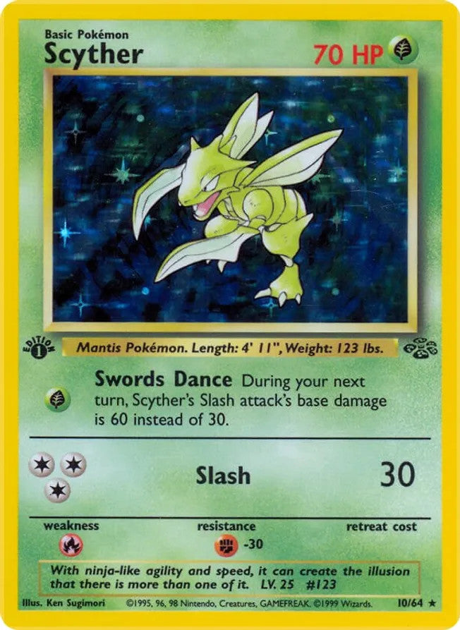 Scyther - 10/64 (JU) Holo Rare - Lightly Played Unlimited Holofoil