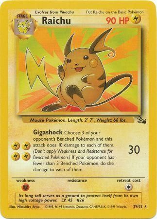 Raichu - 29/62 (FO) Rare - Near Mint Unlimited