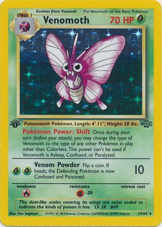 Venomoth  - 13/64 (JU) Holo Rare - Near Mint 1st Edition Holofoil