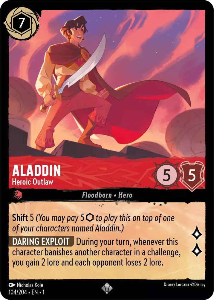 Aladdin - Heroic Outlaw (Alternate Art) (The First Chapter 211/204) Enchanted - Near Mint Holofoil